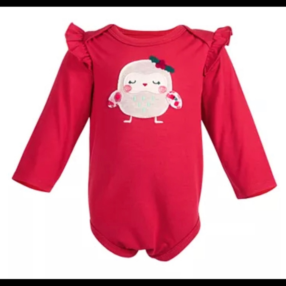 First Impressions - Baby Girl Holiday Owl Bodysuit